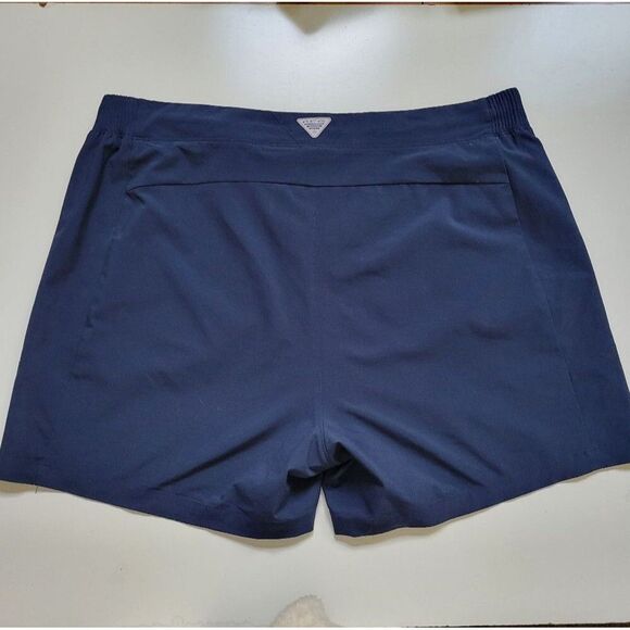 1X PFG COLUMBIA NAVY BLUE WATER ATHLETIC ZIP POCKET ELASTIC WAIST SHORTS - Picture 9 of 9